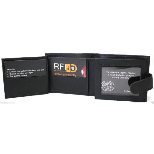 RFID Security Lined Leather Wallet. Full Grain Cow Hide Leather. Style: 11025 Hide & Chic