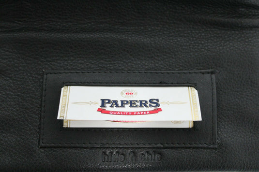 Quality Full Grain Vintage Leather Tobacco Pouch. Colour: Black. Style: 11033. Hide & Chic