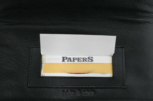 Quality Full Grain Vintage Leather Tobacco Pouch. Colour: Black. Style: 11033. Hide & Chic