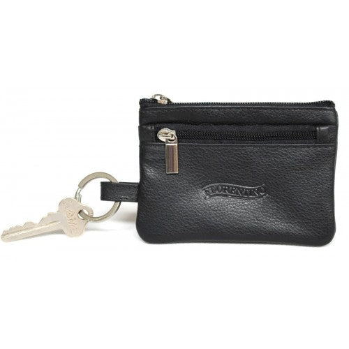 Coin Purse with Key Ring in Full Grain Cow Hide Leather. Style: 11034. Florentino