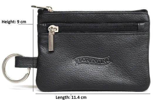 Coin Purse with Key Ring in Full Grain Cow Hide Leather. Style: 11034. Florentino