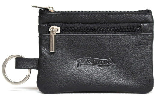 Coin Purse with Key Ring in Full Grain Cow Hide Leather. Style: 11034. Florentino