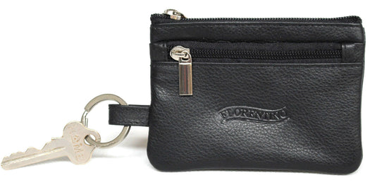 Coin Purse with Key Ring in Full Grain Cow Hide Leather. Style: 11034. Florentino