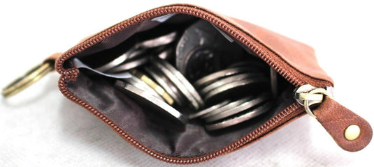 Coin Purse with Key Ring in Full Grain Cow Hide Leather. Style: 11034. Florentino
