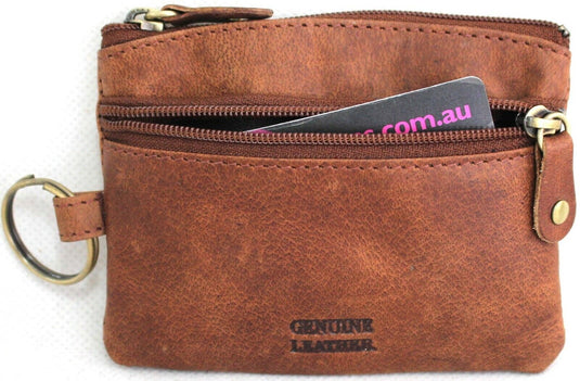 Coin Purse with Key Ring in Full Grain Cow Hide Leather. Style: 11034. Florentino
