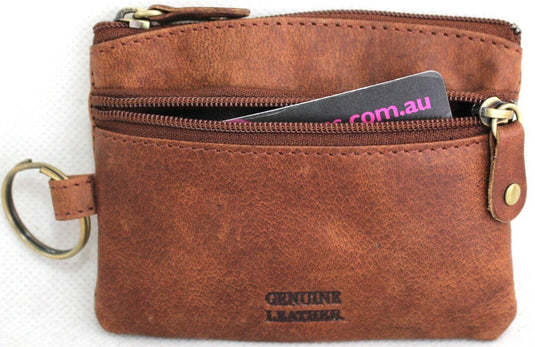 Coin Purse with Key Ring in Full Grain Cow Hide Leather. Style: 11034. Florentino