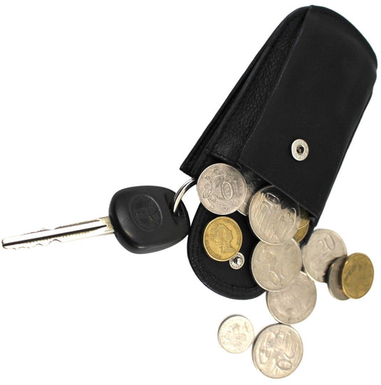 Quality Full Grain Cow Hide Leather Coin Purse / Key Ring. Style: 11042 Hide & Chic