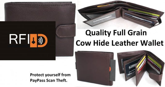 Quality Hide Leather Wallet. Style 11004 Black 12004 Brown Hide & Chic