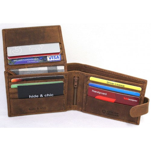 RFID lined Cow Hide Hunter Leather Wallet. 12006 by Hide & Chic