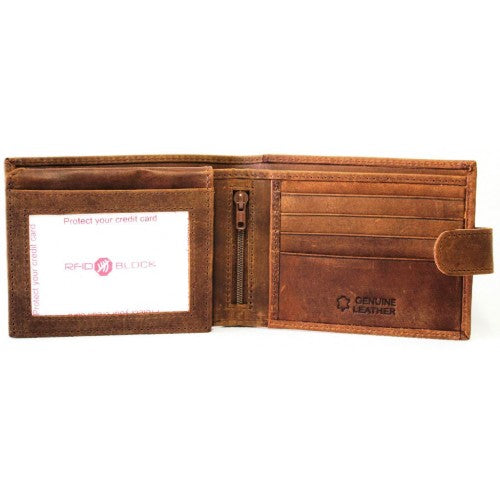 RFID lined Cow Hide Hunter Leather Wallet. 12006 by Hide & Chic