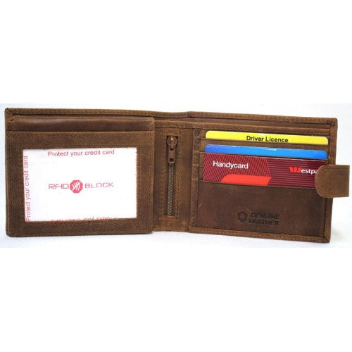 RFID lined Cow Hide Hunter Leather Wallet. 12006 by Hide & Chic