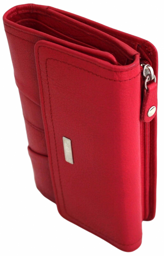 RFID Full Grain Cow Hide Leather Purse. Black, brown, blue or red. Style No 21004 Hide & Chic