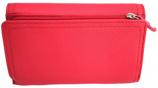 RFID Full Grain Cow Hide Leather Purse. Black, brown, blue or red. Style No 21004 Hide & Chic