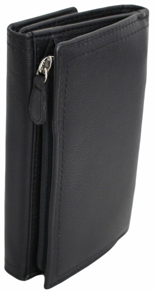 RFID Full Grain Cow Hide Leather Purse. Black, brown, blue or red. Style No 21004 Hide & Chic
