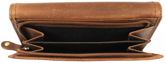 RFID Full Grain Cow Hide Leather Purse. Black, brown, blue or red. Style No 21004 Hide & Chic