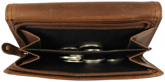 RFID Full Grain Cow Hide Leather Purse. Black, brown, blue or red. Style No 21004 Hide & Chic