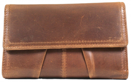 RFID Full Grain Cow Hide Leather Purse. Black, brown, blue or red. Style No 21004 Hide & Chic