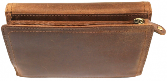 RFID Full Grain Cow Hide Leather Purse. Black, brown, blue or red. Style No 21004 Hide & Chic