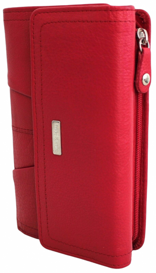 RFID Full Grain Cow Hide Leather Purse. Black, brown, blue or red. Style No 21004 Hide & Chic