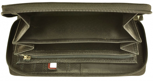 RFID Security Lined Zip Purse with Full Grain Leather. Style 22052 Hide & Chic