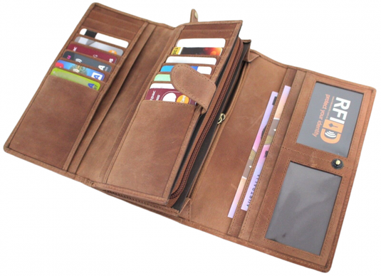 RFID Security Lined Quality Full Grain Leather Purse. 22059. Hide & Chic