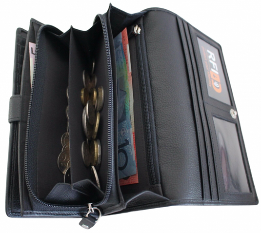 RFID Security Lined Quality Full Grain Leather Purse. 22059. Hide & Chic