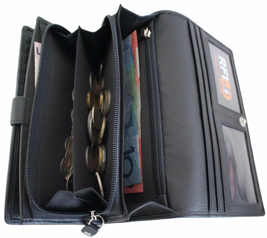 RFID Security Lined Quality Full Grain Leather Purse. 22059. Hide & Chic