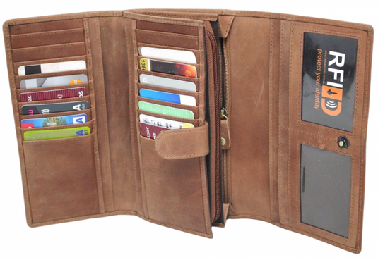 RFID Security Lined Quality Full Grain Leather Purse. 22059. Hide & Chic