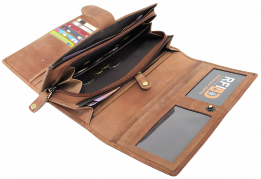 RFID Security Lined Quality Full Grain Leather Purse. 22059. Hide & Chic