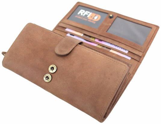 RFID Security Lined Quality Full Grain Leather Purse. 22059. Hide & Chic