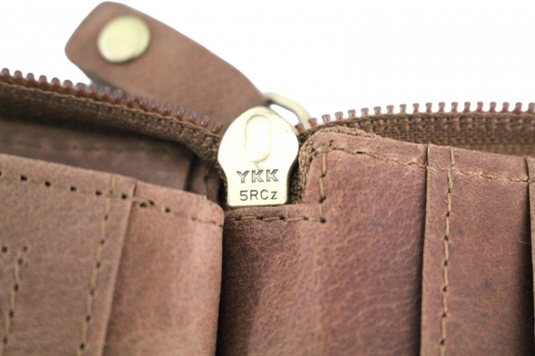 RFID Security Lined Zip Purse with Full Grain Leather. Style 22052 Hide & Chic