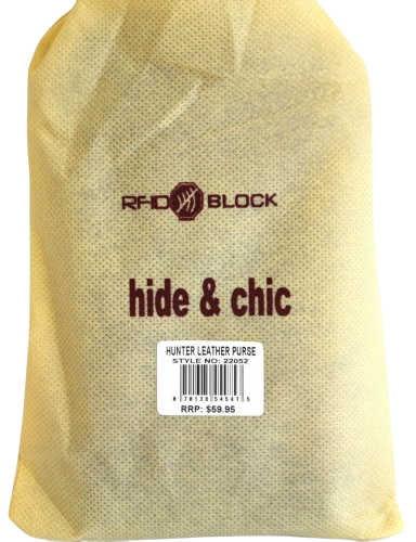 RFID Security Lined Zip Purse with Full Grain Leather. Style 22052 Hide & Chic