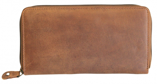 RFID Security Lined Zip Purse with Full Grain Leather. Style 22052 Hide & Chic