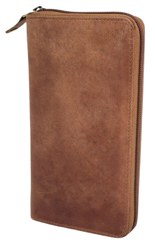 RFID Security Lined Zip Purse with Full Grain Leather. Style 22052 Hide & Chic