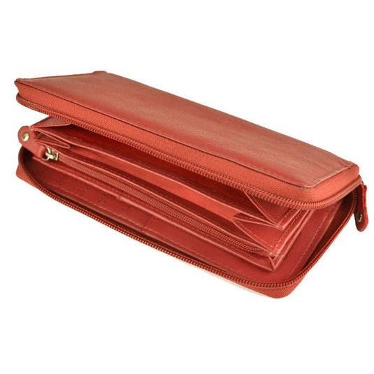 RFID Security Lined Zip Purse with Full Grain Leather. Style 22052 Hide & Chic