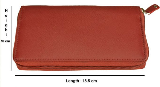 RFID Security Lined Zip Purse with Full Grain Leather. Style 22052 Hide & Chic