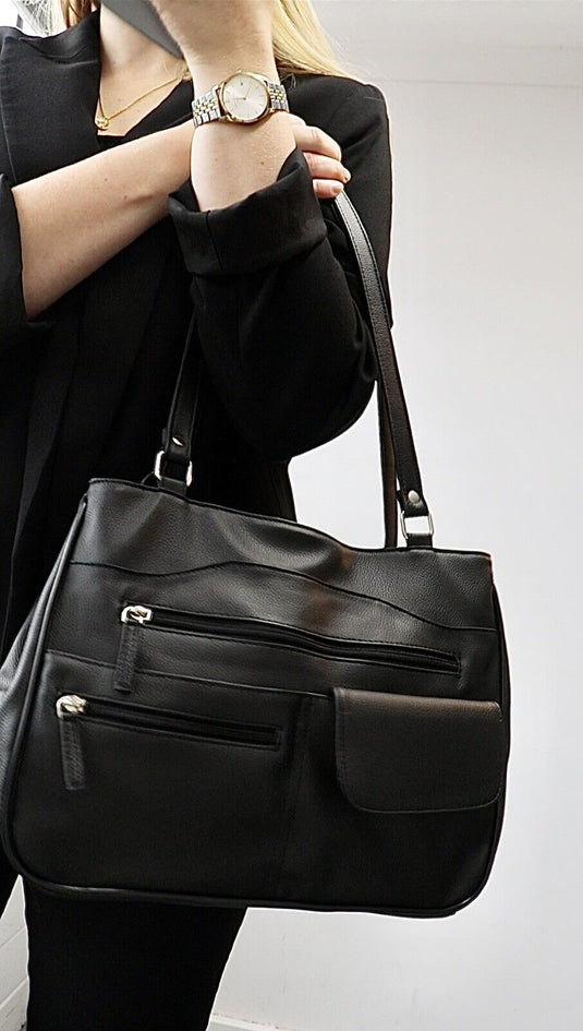 Multi Compartment Handbag with Shoulder Straps. Style No: 4291.
