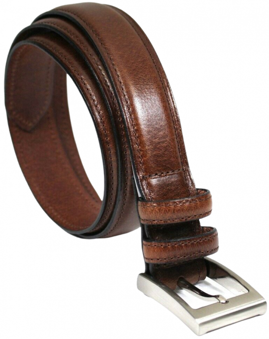 Hide & Chic Full Grain Leather Belt. Brown with Silver Nickle Buckle. Style No 43019 35 MM
