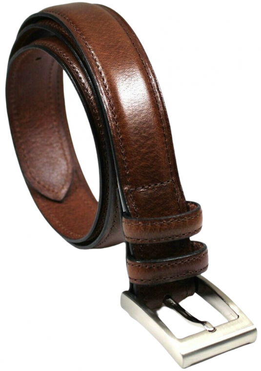 Hide & Chic Full Grain Leather Belt. Brown with Silver Nickle Buckle. Style No 43019 35 MM