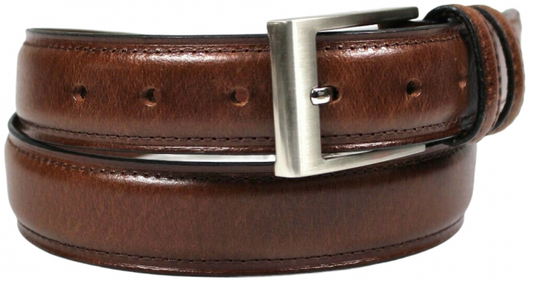 Hide & Chic Full Grain Leather Belt. Brown with Silver Nickle Buckle. Style No 43019 35 MM