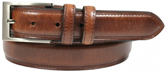Hide & Chic Full Grain Leather Belt. Brown with Silver Nickle Buckle. Style No 43019 35 MM