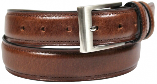 Hide & Chic Full Grain Leather Belt. Brown with Silver Nickle Buckle. Style No 43019 35 MM