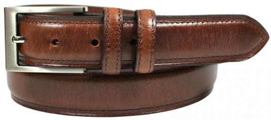 Hide & Chic Full Grain Leather Belt. Brown with Silver Nickle Buckle. Style No 43019 35 MM