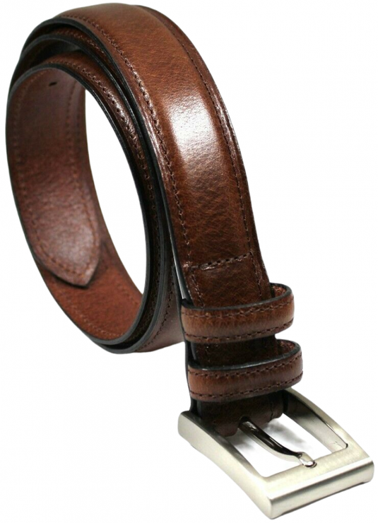 Hide & Chic Full Grain Leather Belt. Brown with Silver Nickle Buckle. Style No 43019 35 MM