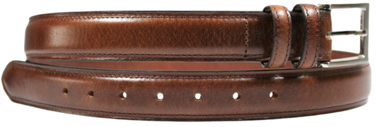 Hide & Chic Full Grain Leather Belt. Brown with Silver Nickle Buckle. Style No 43019 35 MM
