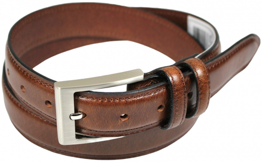 Hide & Chic Full Grain Leather Belt. Brown with Silver Nickle Buckle. Style No 43019 35 MM