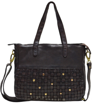 Quality Full Grain Washed Leather Handbag with Adjustable Shoulder Strap. Style No: 953.