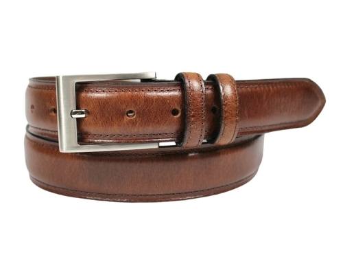 Hide & Chic Full Grain Leather Belt. Brown with Silver Nickle Buckle. Style No 43019 35 MM