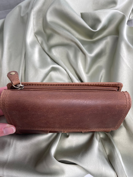 RFID Full Grain Cow Hide Leather Purse. Black, brown, blue or red. Style No 21004 Hide & Chic