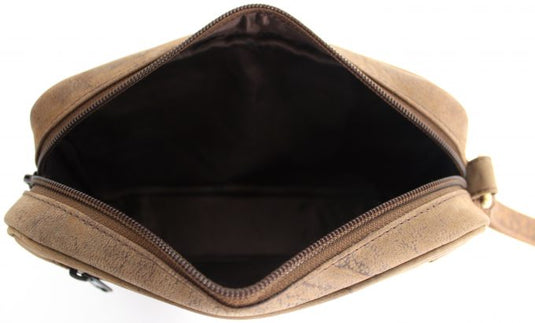 Hide & Chic Genuine Leather Man Bag. Brown. Style No: 52012.